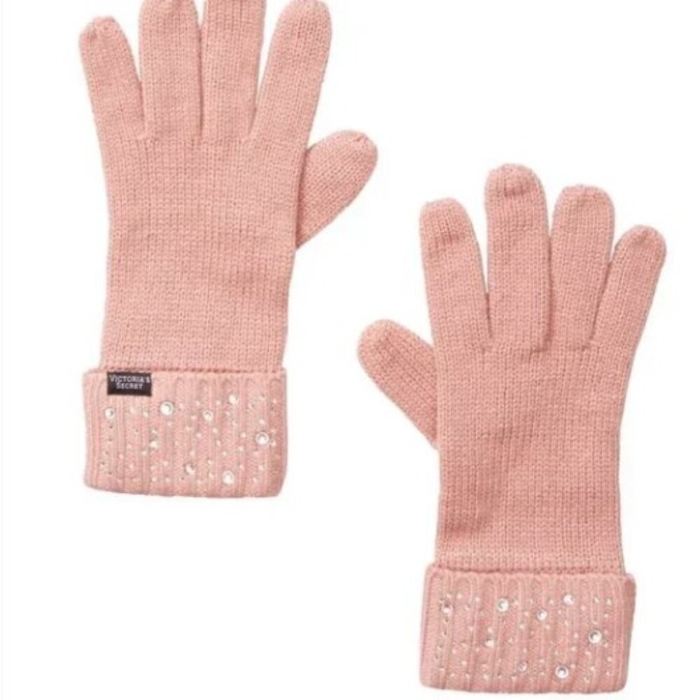 Victoria's Secret Gem Embellished Soft Gloves NWT